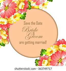 Romantic invitation. Wedding, marriage, bridal, birthday, Valentine's day. Isolated.