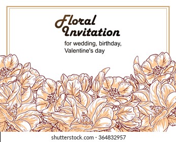 Romantic invitation. Wedding, marriage, bridal, birthday, Valentine's day. Isolated.