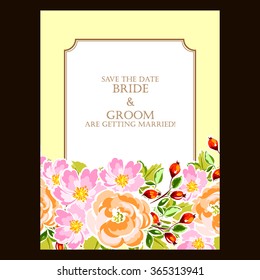 Romantic invitation. Wedding, marriage, bridal, birthday, Valentine's day. 