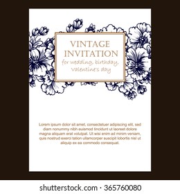 Romantic invitation. Wedding, marriage, bridal, birthday, Valentine's day.