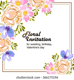 Romantic invitation. Wedding, marriage, bridal, birthday, Valentine's day.