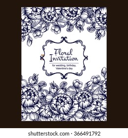 Romantic invitation. Wedding, marriage, bridal, birthday, Valentine's day. Isolated.