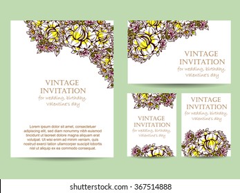 Romantic invitation. Wedding, marriage, bridal, birthday, Valentine's day. 