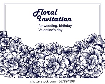 Romantic invitation. Wedding, marriage, bridal, birthday, Valentine's day.