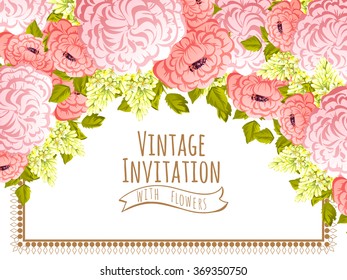 Romantic invitation. Wedding, marriage, bridal, birthday, Valentine's day. Isolated.