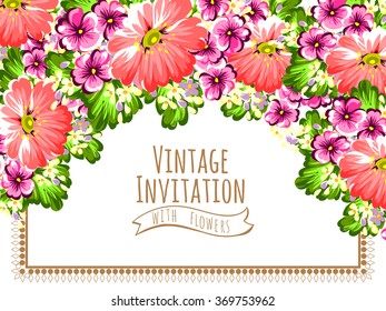 Romantic invitation. Wedding, marriage, bridal, birthday, Valentine's day.