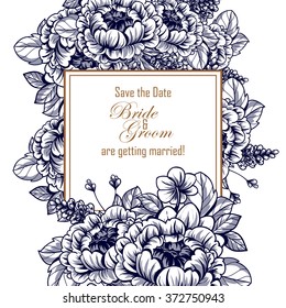 Romantic invitation. Wedding, marriage, bridal, birthday, Valentine's day. Isolated.
