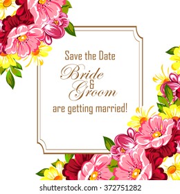 Romantic invitation. Wedding, marriage, bridal, birthday, Valentine's day. Isolated.