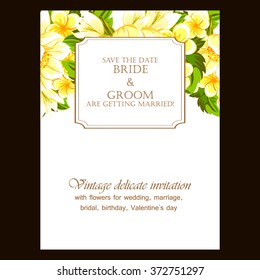 Romantic invitation. Wedding, marriage, bridal, birthday, Valentine's day. Isolated.