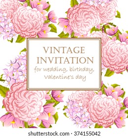 Romantic invitation. Wedding, marriage, bridal, birthday, Valentine's day.