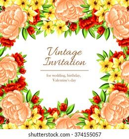 Romantic invitation. Wedding, marriage, bridal, birthday, Valentine's day.