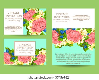 Romantic invitation. Wedding, marriage, bridal, birthday, Valentine's day. Isolated.
