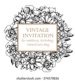 Romantic invitation. Wedding, marriage, bridal, birthday, Valentine's day. Isolated.