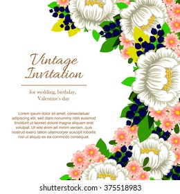 Romantic invitation. Wedding, marriage, bridal, birthday, Valentine's day. 