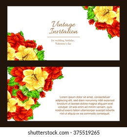 Romantic invitation. Wedding, marriage, bridal, birthday, Valentine's day. 
