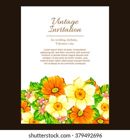 Romantic invitation. Wedding, marriage, bridal, birthday, Valentine's day. 