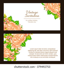Romantic invitation. Wedding, marriage, bridal, birthday, Valentine's day. 