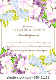 Romantic invitation. Wedding, marriage, bridal, birthday, Valentine's day. 