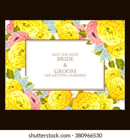 Romantic invitation. Wedding, marriage, bridal, birthday, Valentine's day. 
