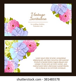 Romantic invitation. Wedding, marriage, bridal, birthday, Valentine's day. 