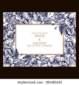Romantic invitation. Wedding, marriage, bridal, birthday, Valentine's day. 