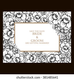 Romantic invitation. Wedding, marriage, bridal, birthday, Valentine's day. 