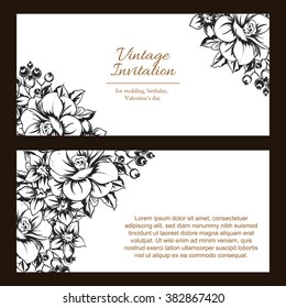 Romantic invitation. Wedding, marriage, bridal, birthday, Valentine's day. 