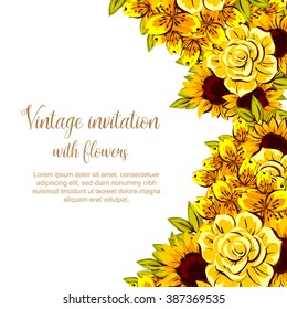 Romantic invitation. Wedding, marriage, bridal, birthday, Valentine's day. 