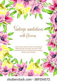 Romantic invitation. Wedding, marriage, bridal, birthday, Valentine's day. 