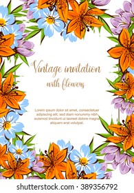 Romantic invitation. Wedding, marriage, bridal, birthday, Valentine's day. 