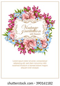 Romantic invitation. Wedding, marriage, bridal, birthday, Valentine's day. 