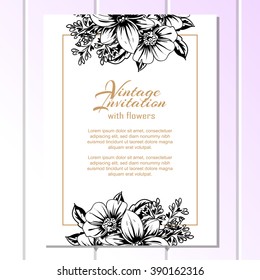 Romantic invitation. Wedding, marriage, bridal, birthday, Valentine's day. 