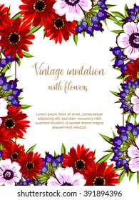 Romantic invitation. Wedding, marriage, bridal, birthday, Valentine's day. 