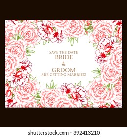 Romantic invitation. Wedding, marriage, bridal, birthday, Valentine's day.