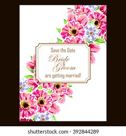 Romantic invitation. Wedding, marriage, bridal, birthday, Valentine's day. 