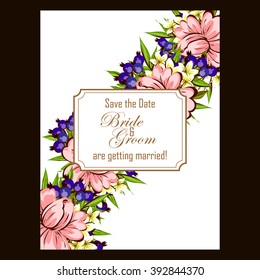 Romantic invitation. Wedding, marriage, bridal, birthday, Valentine's day. 