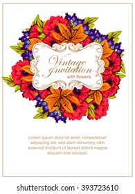 Romantic invitation. Wedding, marriage, bridal, birthday, Valentine's day.