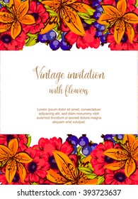 Romantic invitation. Wedding, marriage, bridal, birthday, Valentine's day.