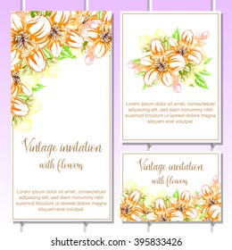 Romantic invitation. Wedding, marriage, bridal, birthday, Valentine's day. 