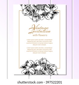 Romantic invitation. Wedding, marriage, bridal, birthday, Valentine's day. 