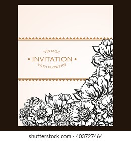 Romantic invitation. Wedding, marriage, bridal, birthday, Valentine's day.