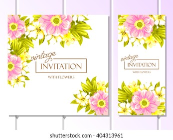 Romantic invitation. Wedding, marriage, bridal, birthday, Valentine's day.