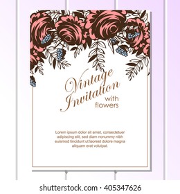 Romantic invitation. Wedding, marriage, bridal, birthday, Valentine's day.