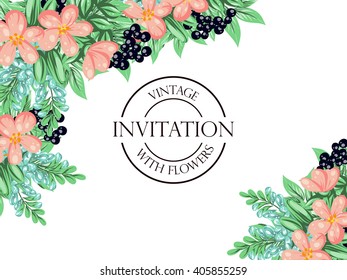 Romantic invitation. Wedding, marriage, bridal, birthday, Valentine's day. 
