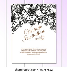 Romantic invitation. Wedding, marriage, bridal, birthday, Valentine's day.