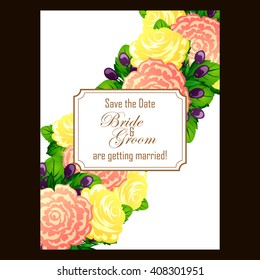 Romantic invitation. Wedding, marriage, bridal, birthday, Valentine's day.