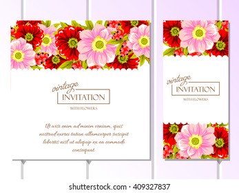 Romantic invitation. Wedding, marriage, bridal, birthday, Valentine's day.
