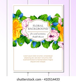 Romantic invitation. Wedding, marriage, bridal, birthday, Valentine's day. 