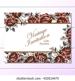 Romantic invitation. Wedding, marriage, bridal, birthday, Valentine's day. 