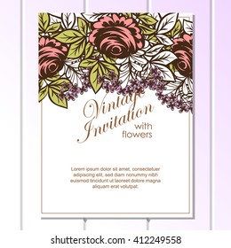 Romantic invitation. Wedding, marriage, bridal, birthday, Valentine's day.